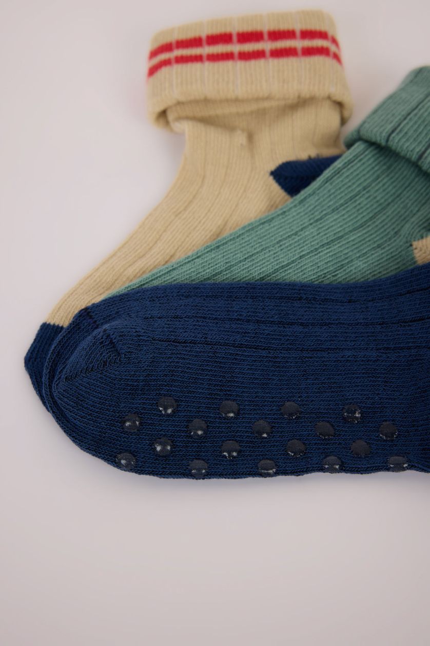 Erkek Bebek Karma Dikişsiz 3'lü Pamuklu Uzun Çorap Erkek Bebek
