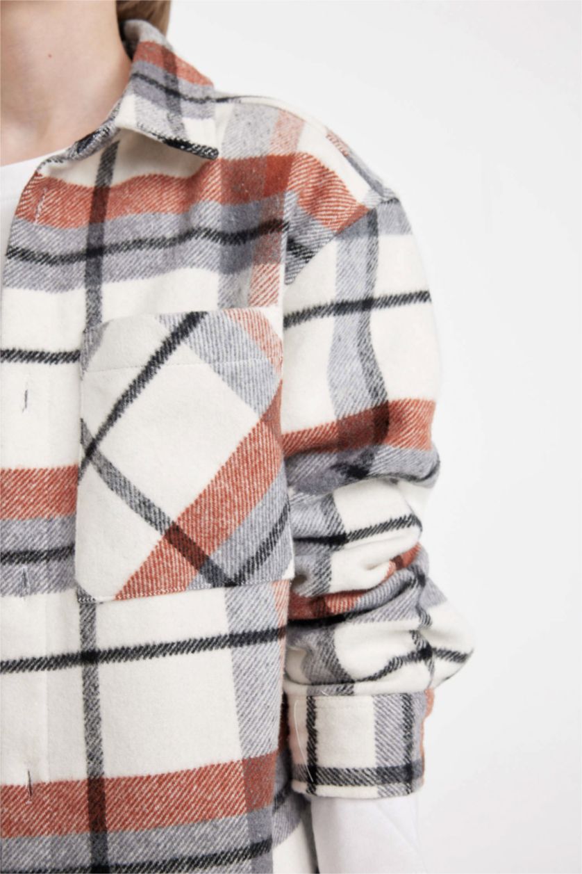 GARÇONS Beige Boy Oversize Polo Collar Flannel Shirt