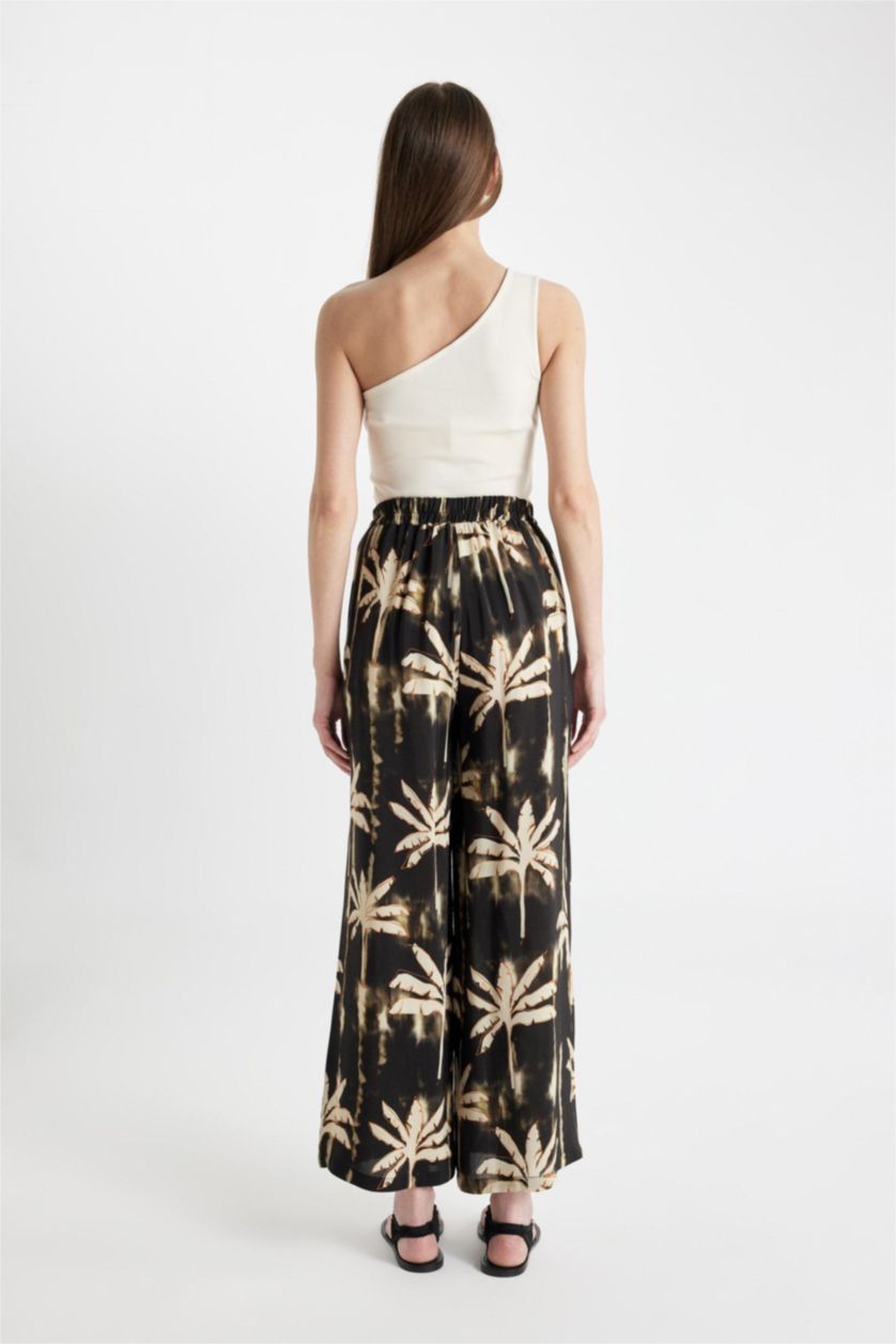 نساء أسود بنطرون كولوت فيت منسوج برجل واسع