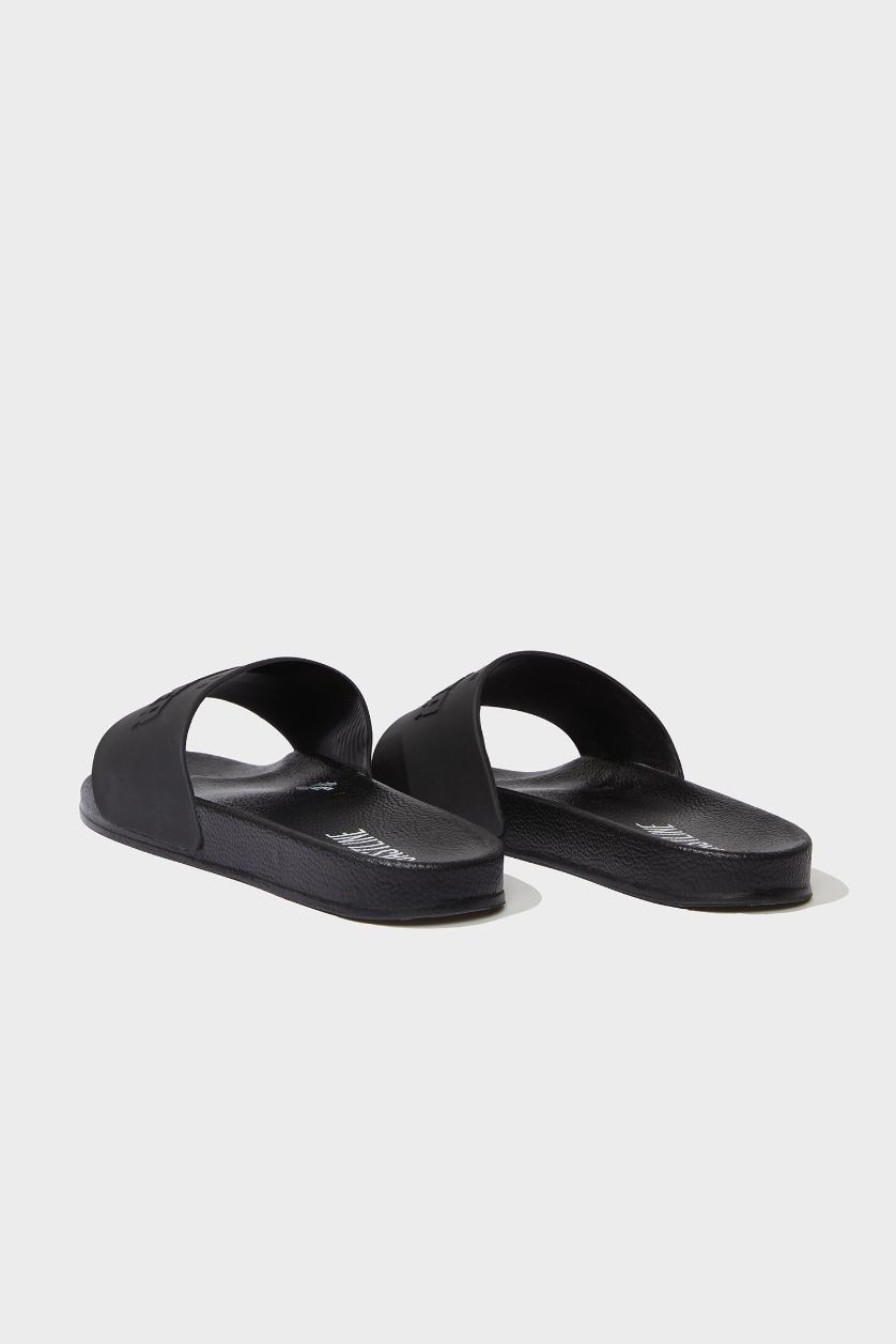 Erkek Siyah Erkek Düz Taban Suni Deri Terlik