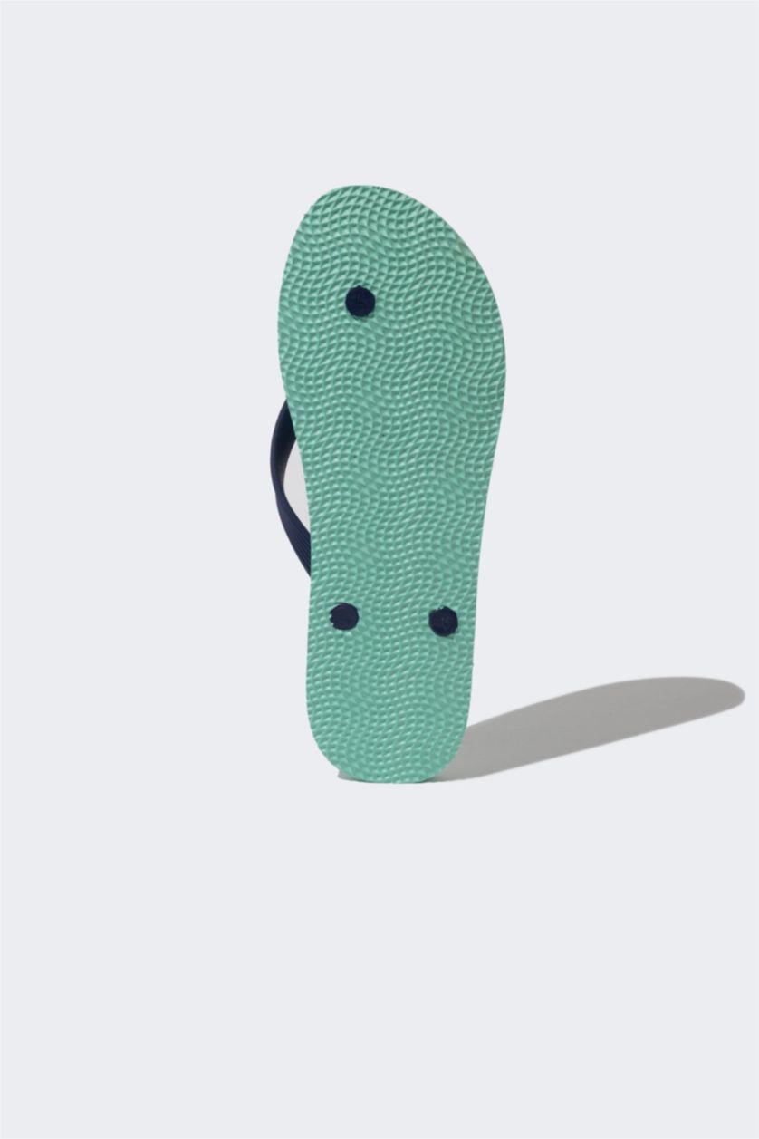 Man Light Green Man Flat Sole Faux Leather Flip Flop Slippers