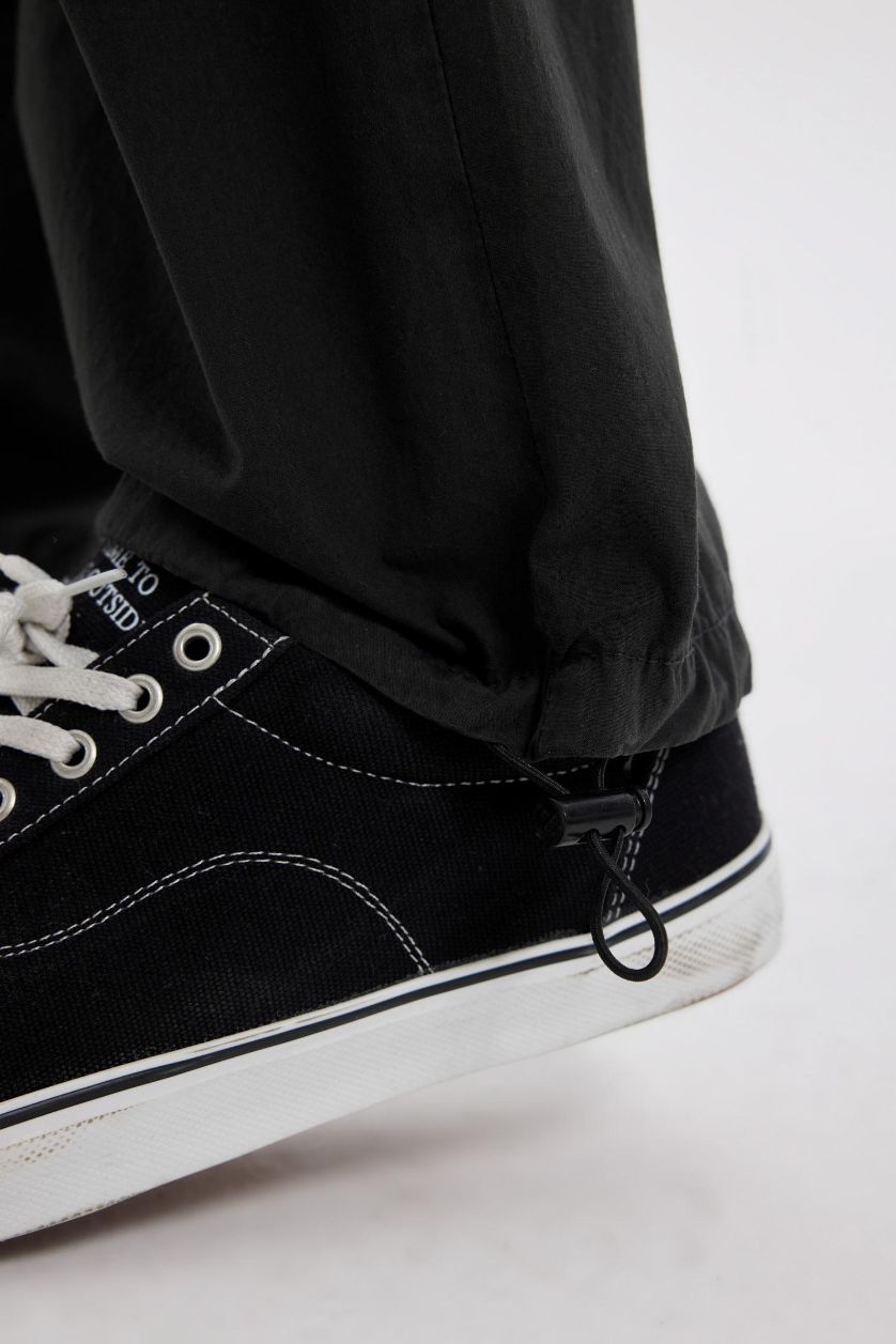 MAN Anthracite Wide Leg Parachute Trousers