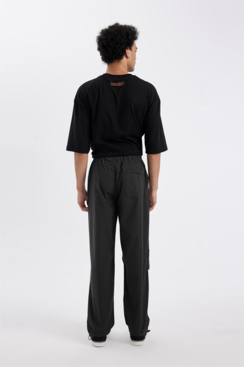 MAN Anthracite Wide Leg Parachute Trousers
