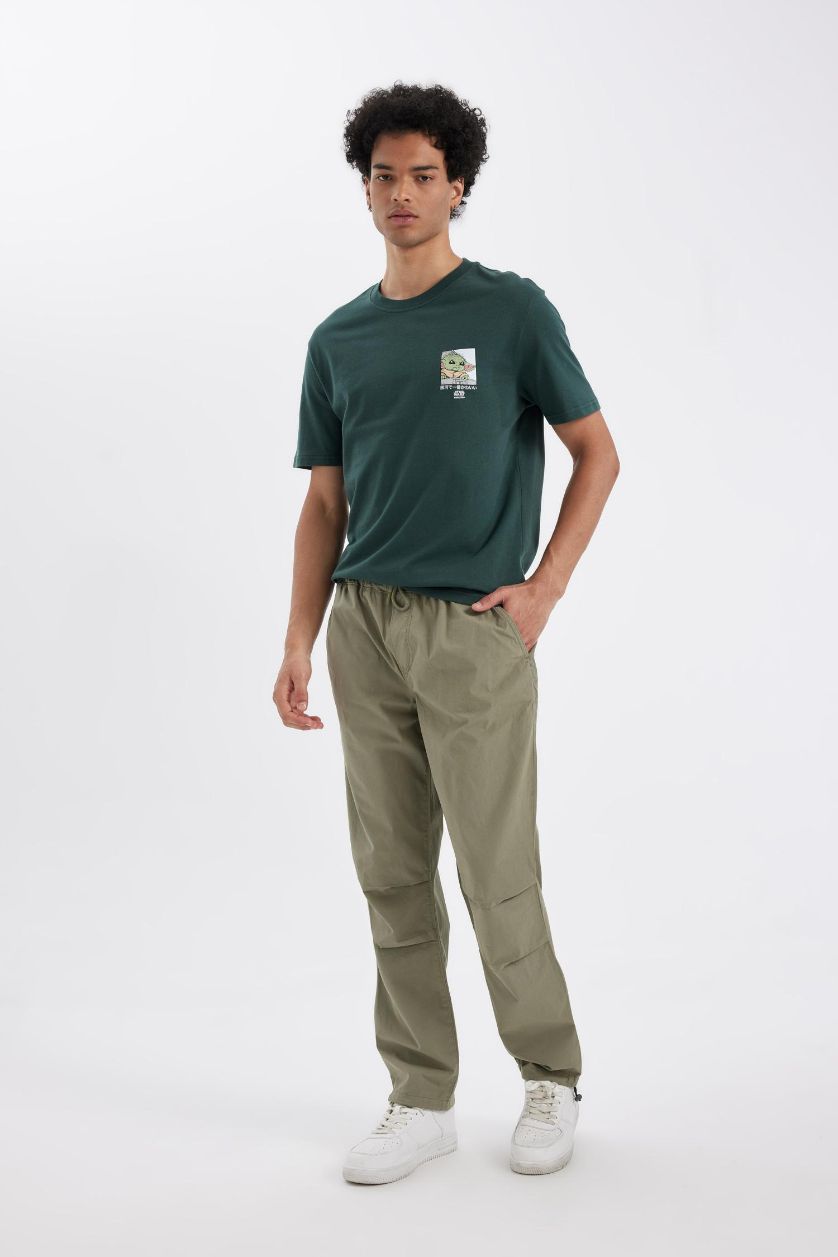 MAN Khaki Wide Leg Parachute Trousers