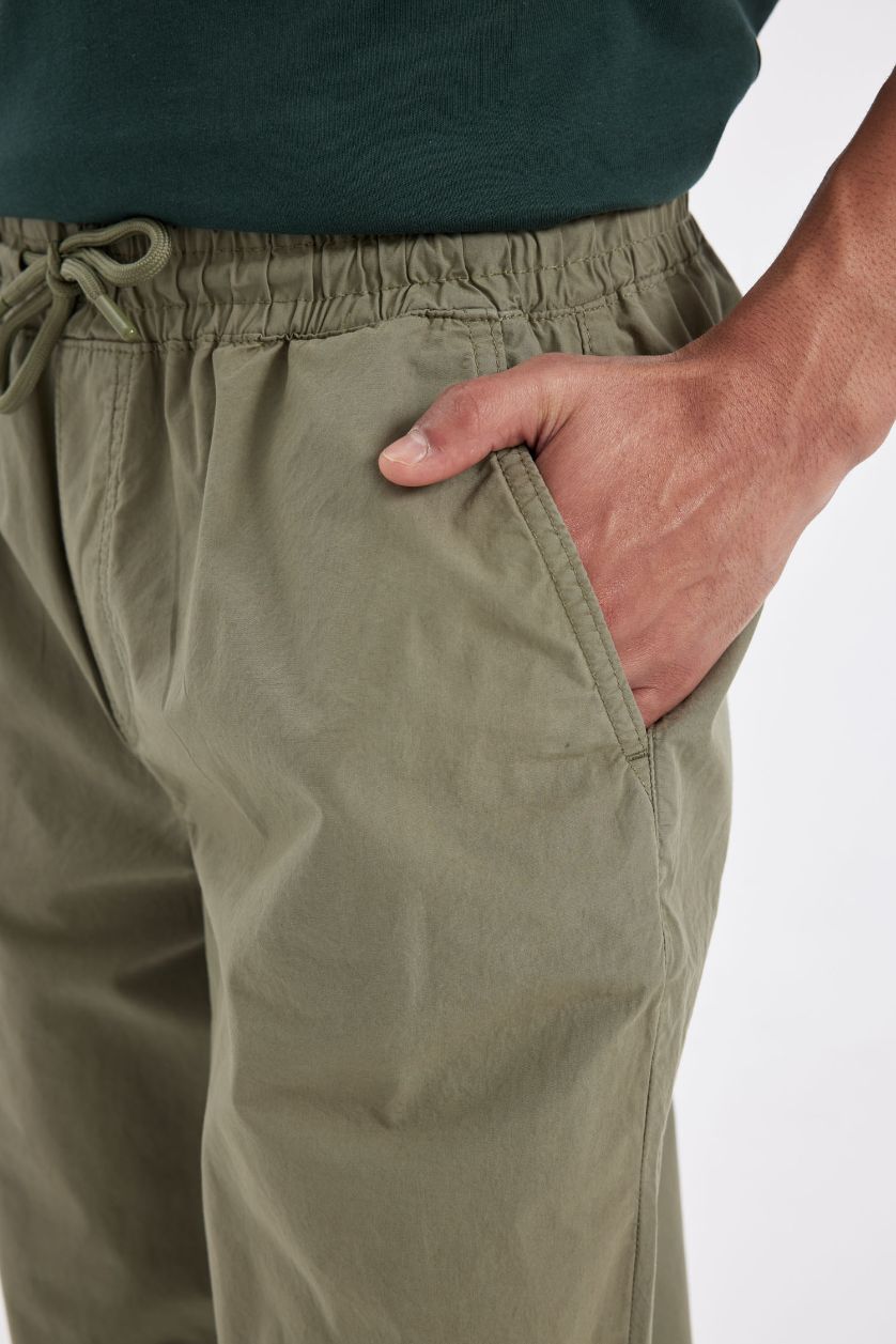 MAN Khaki Wide Leg Parachute Trousers