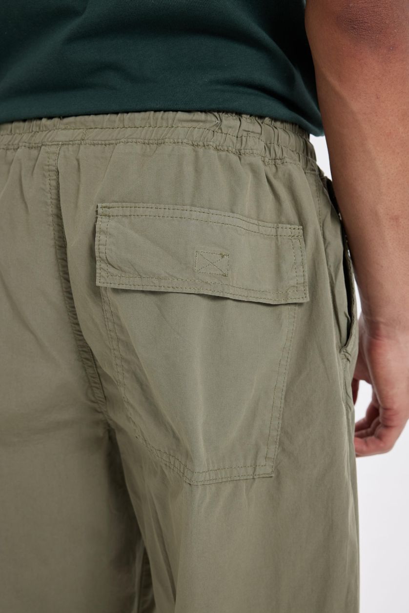 MAN Khaki Wide Leg Parachute Trousers