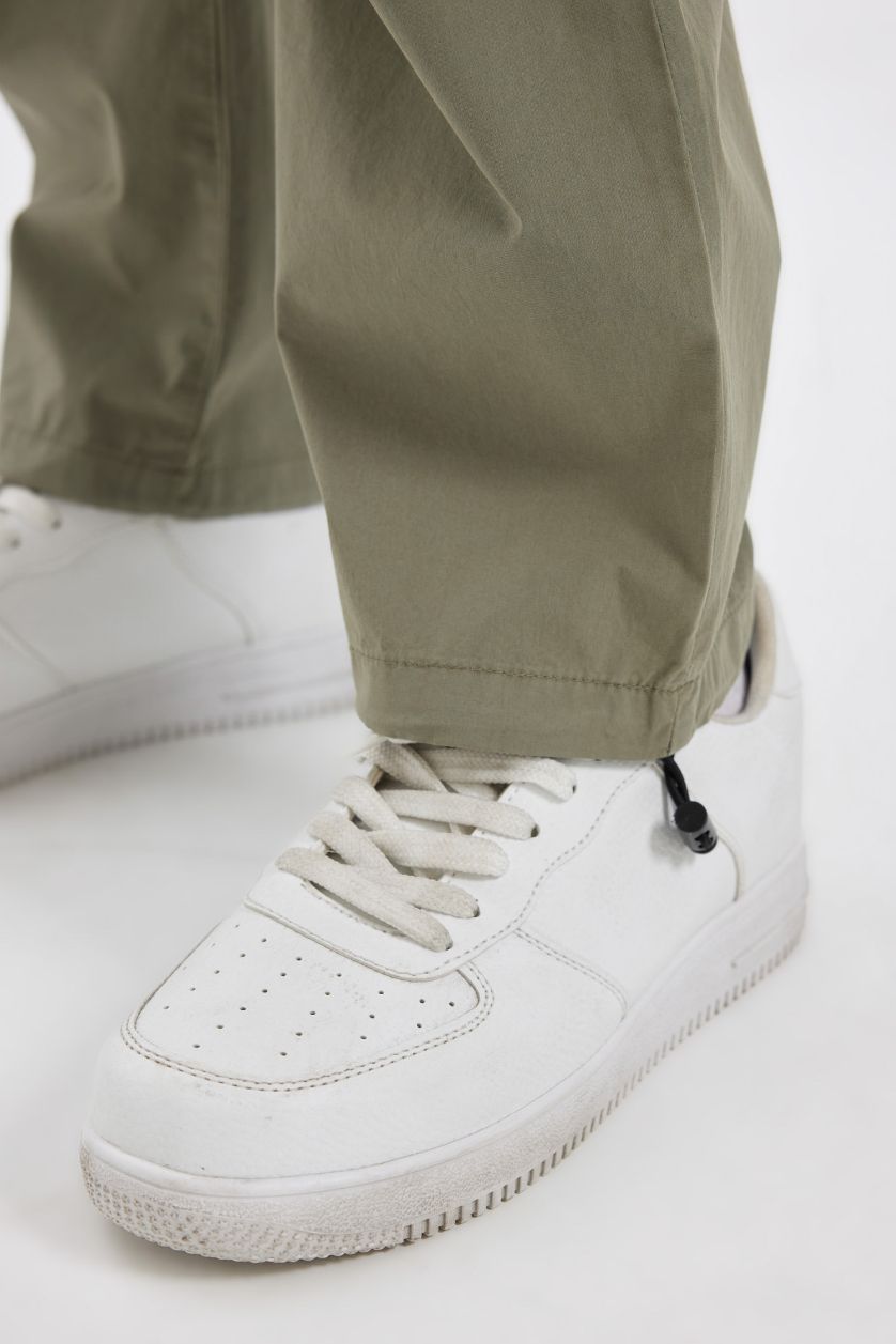 MAN Khaki Wide Leg Parachute Trousers