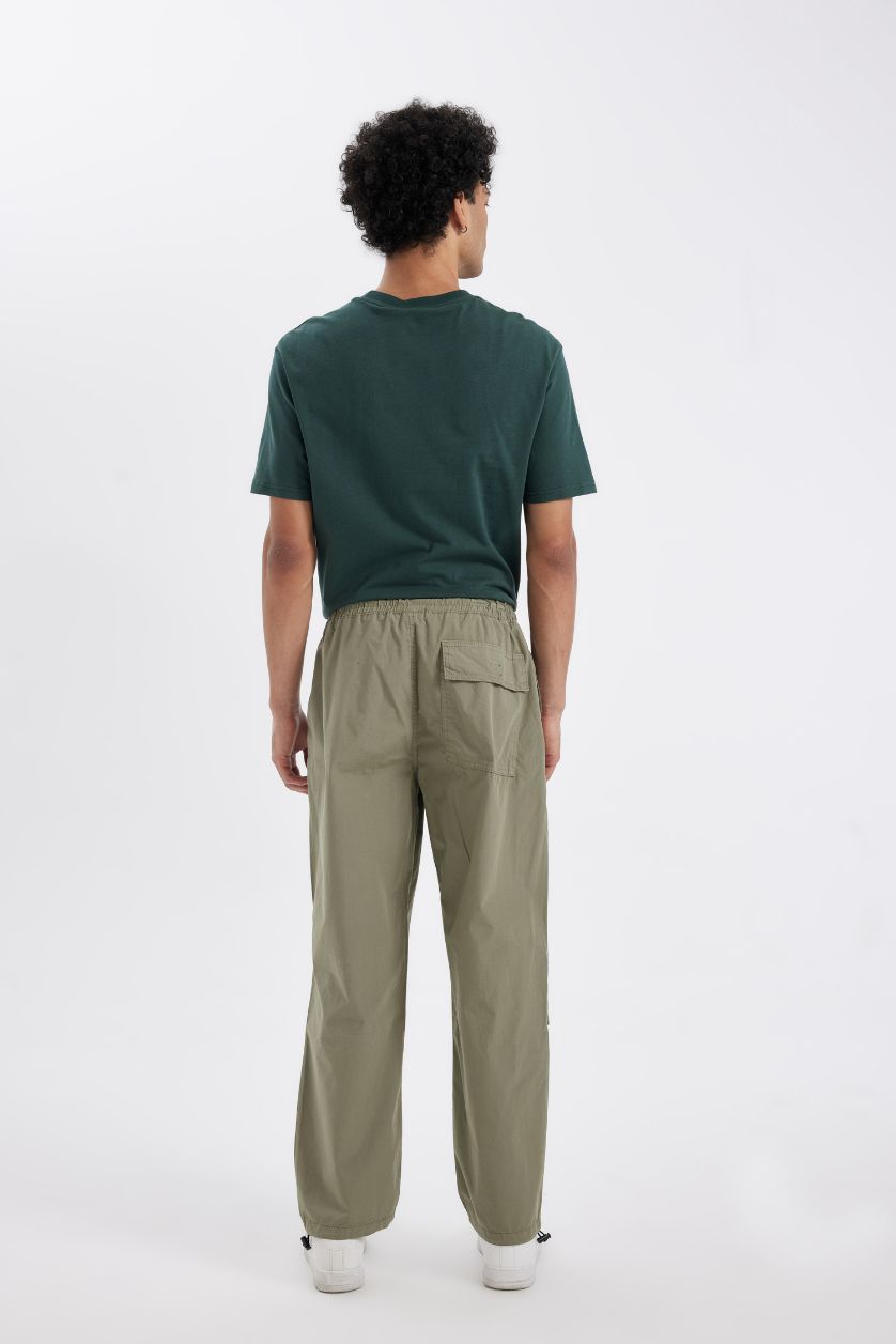 MAN Khaki Wide Leg Parachute Trousers