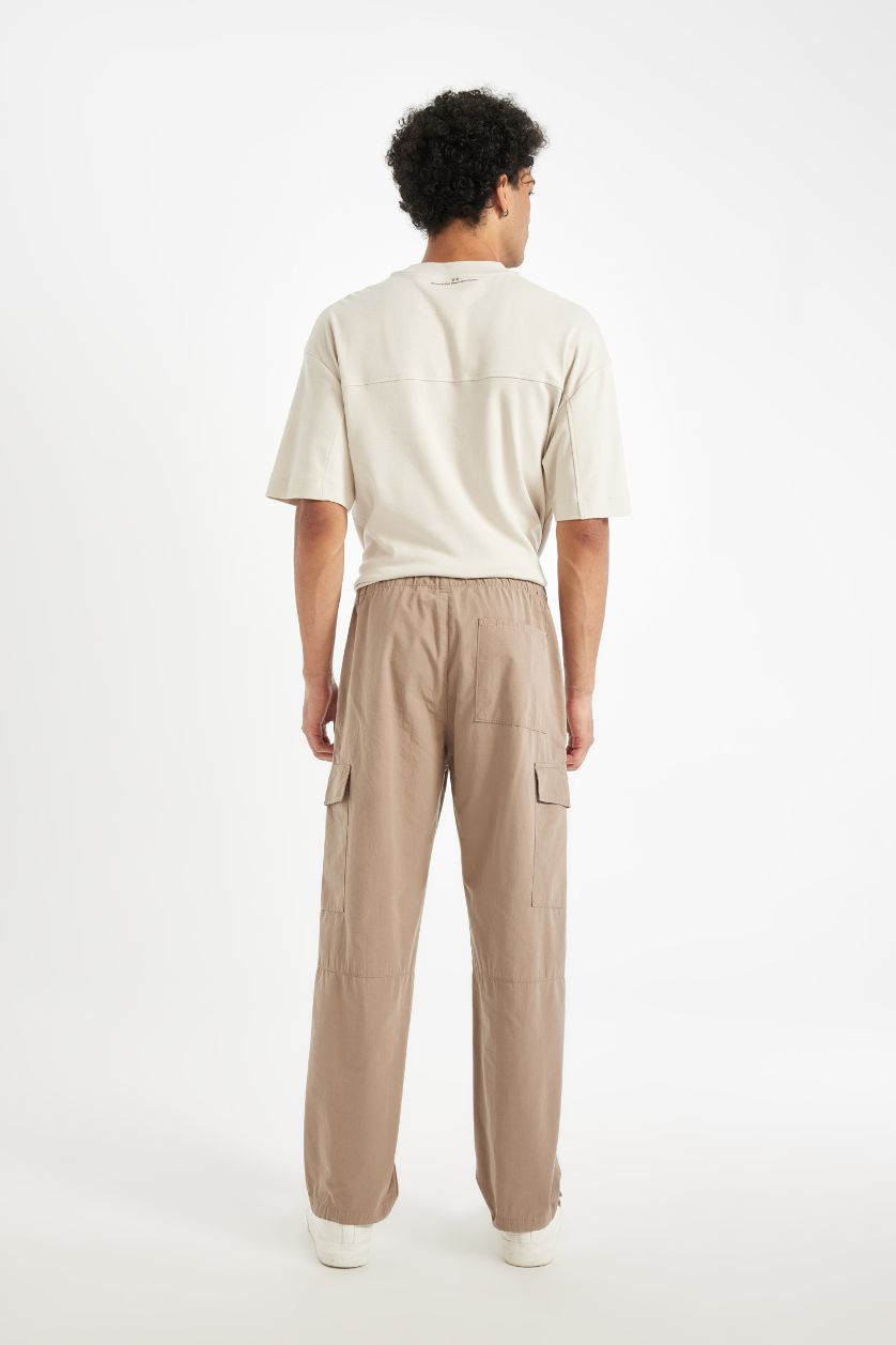 Мужчины Визон Брюки Wide Leg с карманами