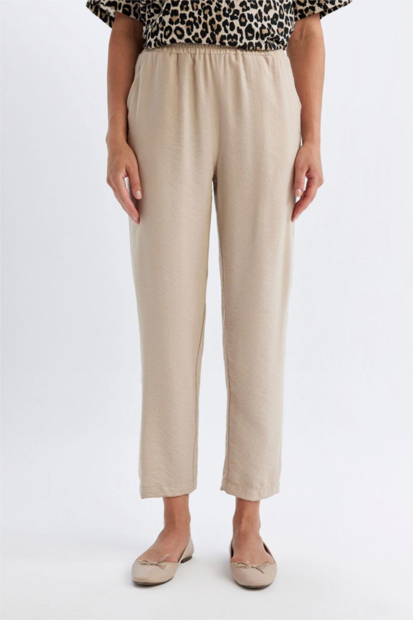 WOMAN Beige jogger Ankle Length Trousers