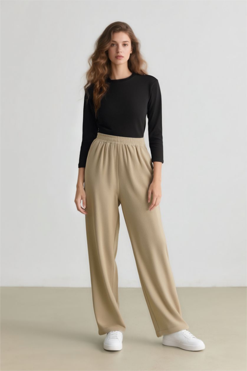 WOMAN Beige jogger Ankle Length Trousers