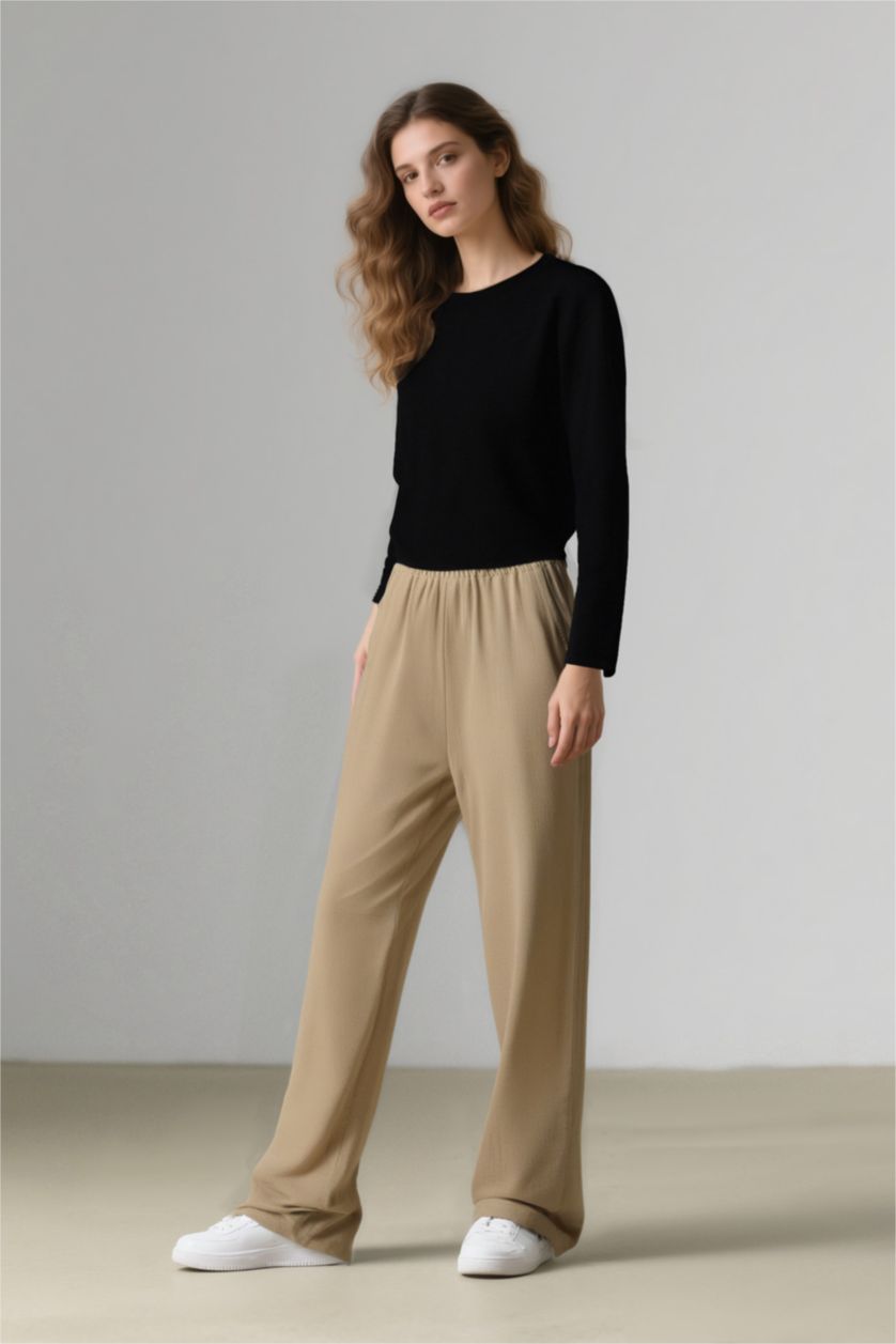 WOMAN Beige jogger Ankle Length Trousers