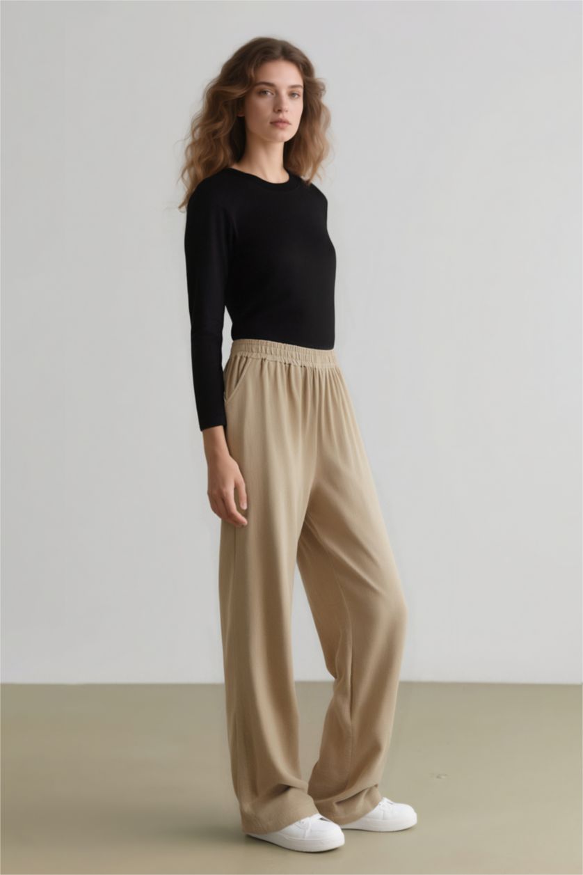 WOMAN Beige jogger Ankle Length Trousers