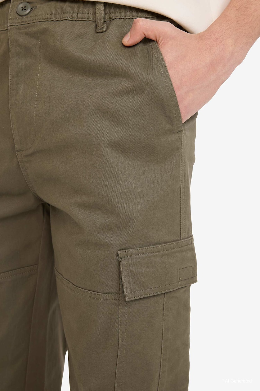 Erkek Haki Regular Jogger Gabardın Pantolon