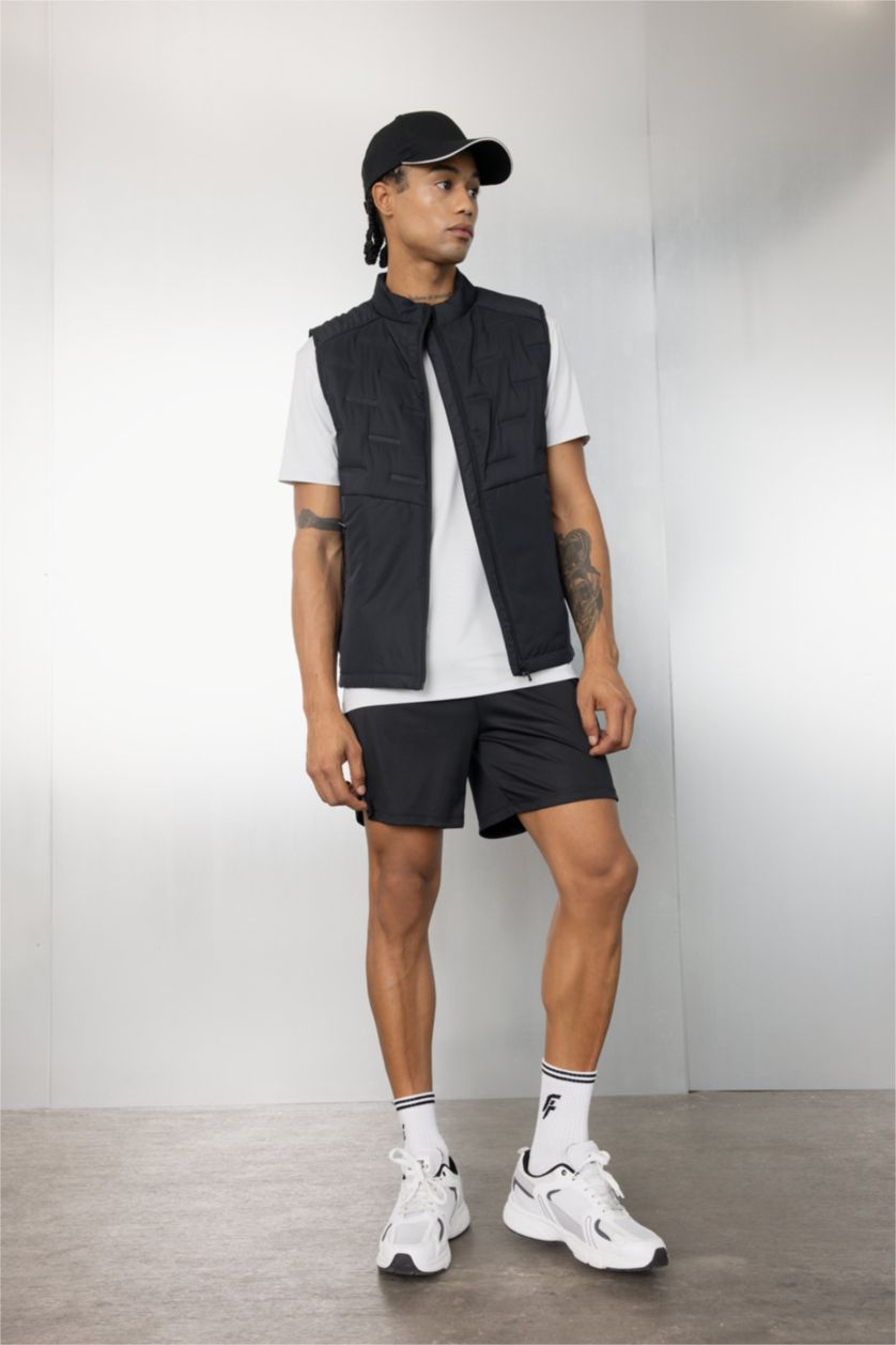 MAN Black Standard Fit Sports Shorts