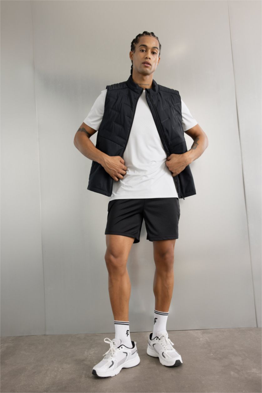 MAN Black Standard Fit Sports Shorts