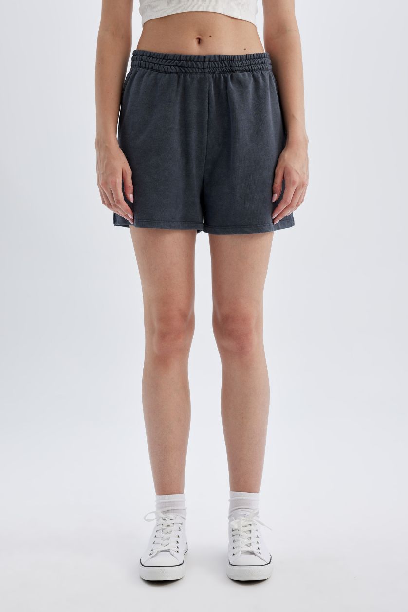 WOMAN Anthracite Straight Leg Thick Fabric Shorts