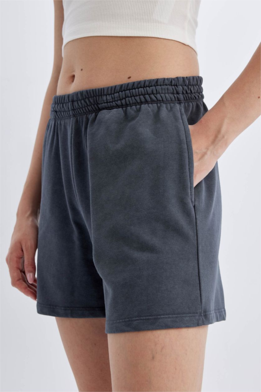 WOMAN Anthracite Straight Leg Thick Fabric Shorts