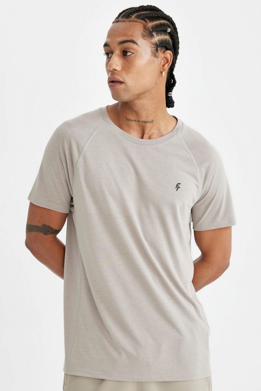 Man Grey DeFactoFit Standard Fit Sports T-Shirt