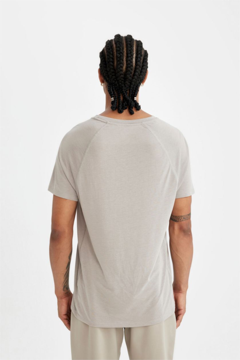 Man Grey DeFactoFit Standard Fit Sports T-Shirt