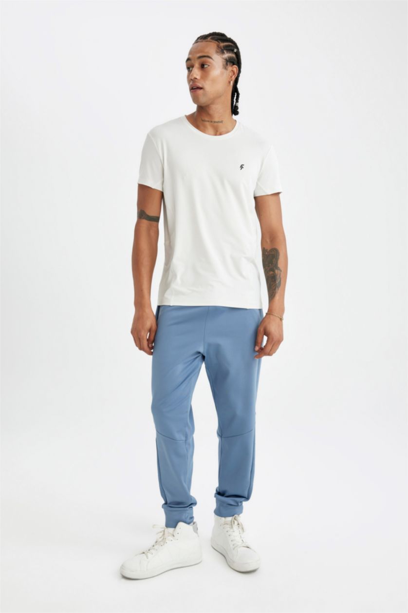 رجال اللون الحجري تيشيرت رياضي نص ردن سليم فيت من DeFactoFit