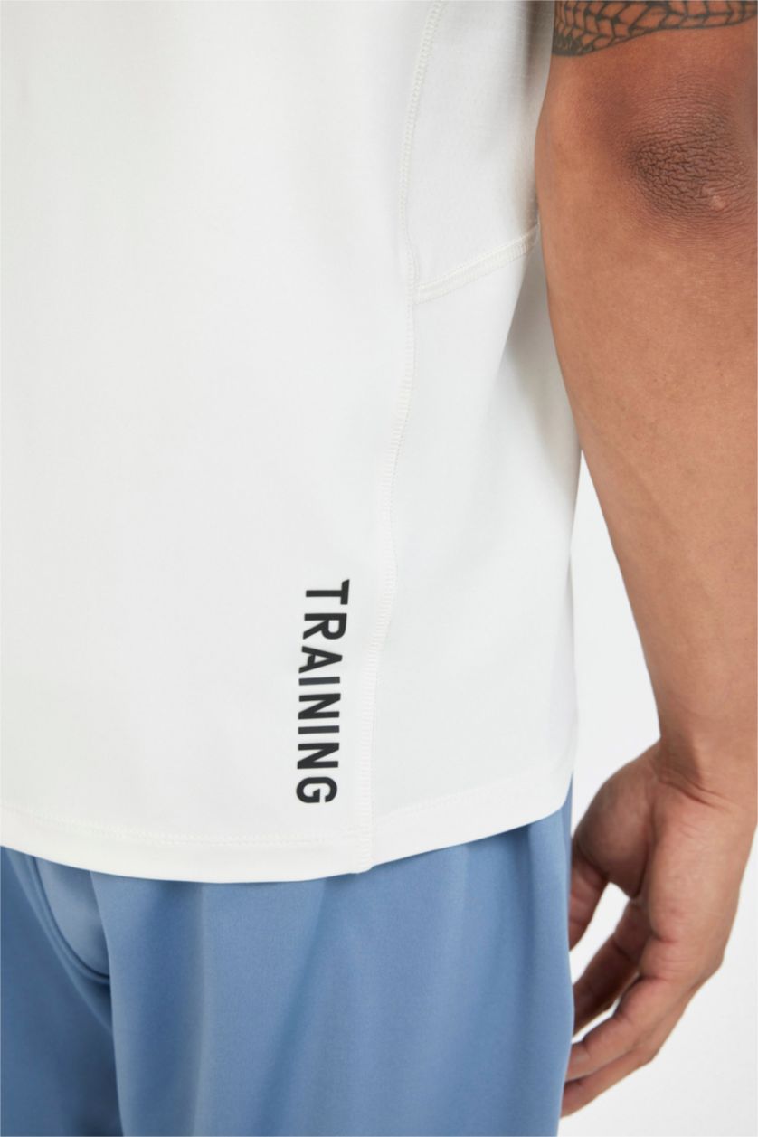 رجال اللون الحجري تيشيرت رياضي نص ردن سليم فيت من DeFactoFit