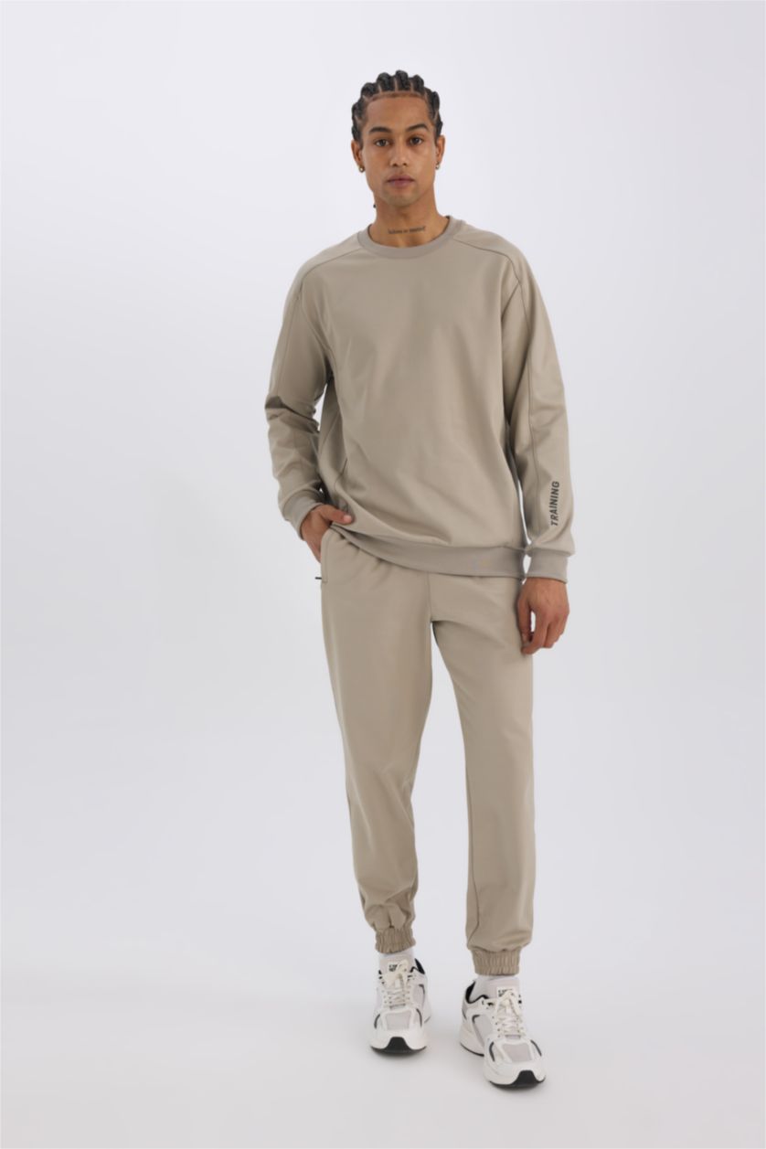 HOMME Gris Sweat-shirt Coupe standard Col rond à manches longues de DeFacto Fit