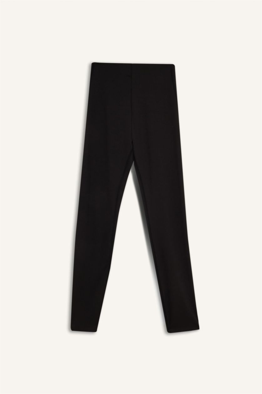 Kadın Siyah Siyah Yüksek Bel Beli Saran Toparlayıcı Esnek Premium Sporcu Tayt