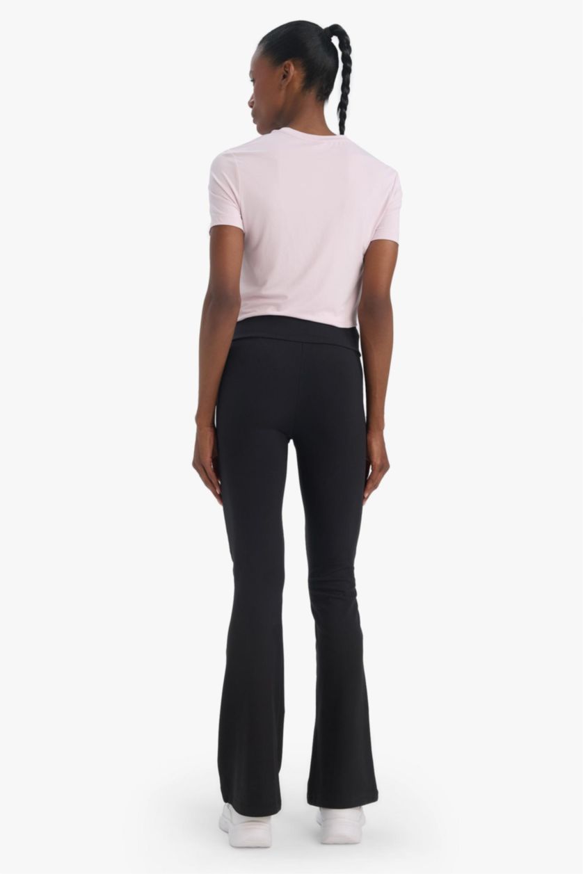 Женщины Черный DeFactoFit flare fit спортивные брюки с высокой талией, поддержкой и стандартной длиной