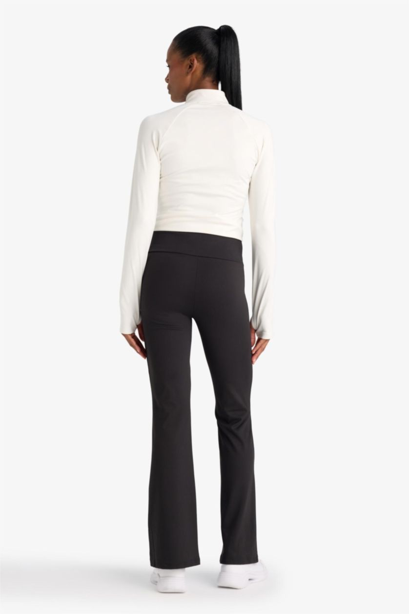 نساء أسود سروال برجل واسع بخصر عالي