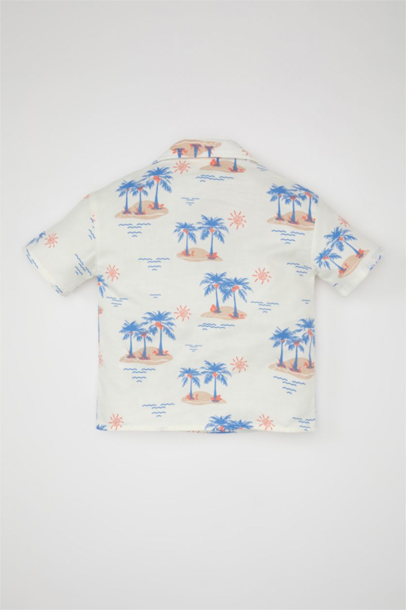 BABY BOY Light Stone Baby Boy Open Collar Twill Short Sleeve Shirt