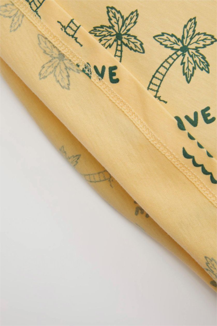 BÉBÉ GARÇON Orange Ensemble de T-Shirt Sans Manches et Short à Motif Palmier pour Bébé Garçon