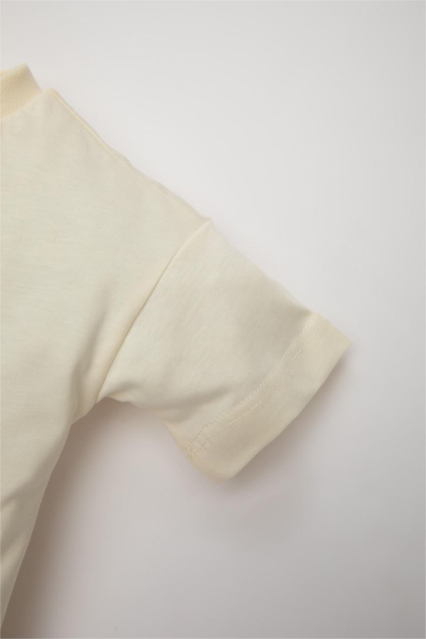 Baby Boy Ecru Baby Boy Palm Tree Patterned 2 Piece Set