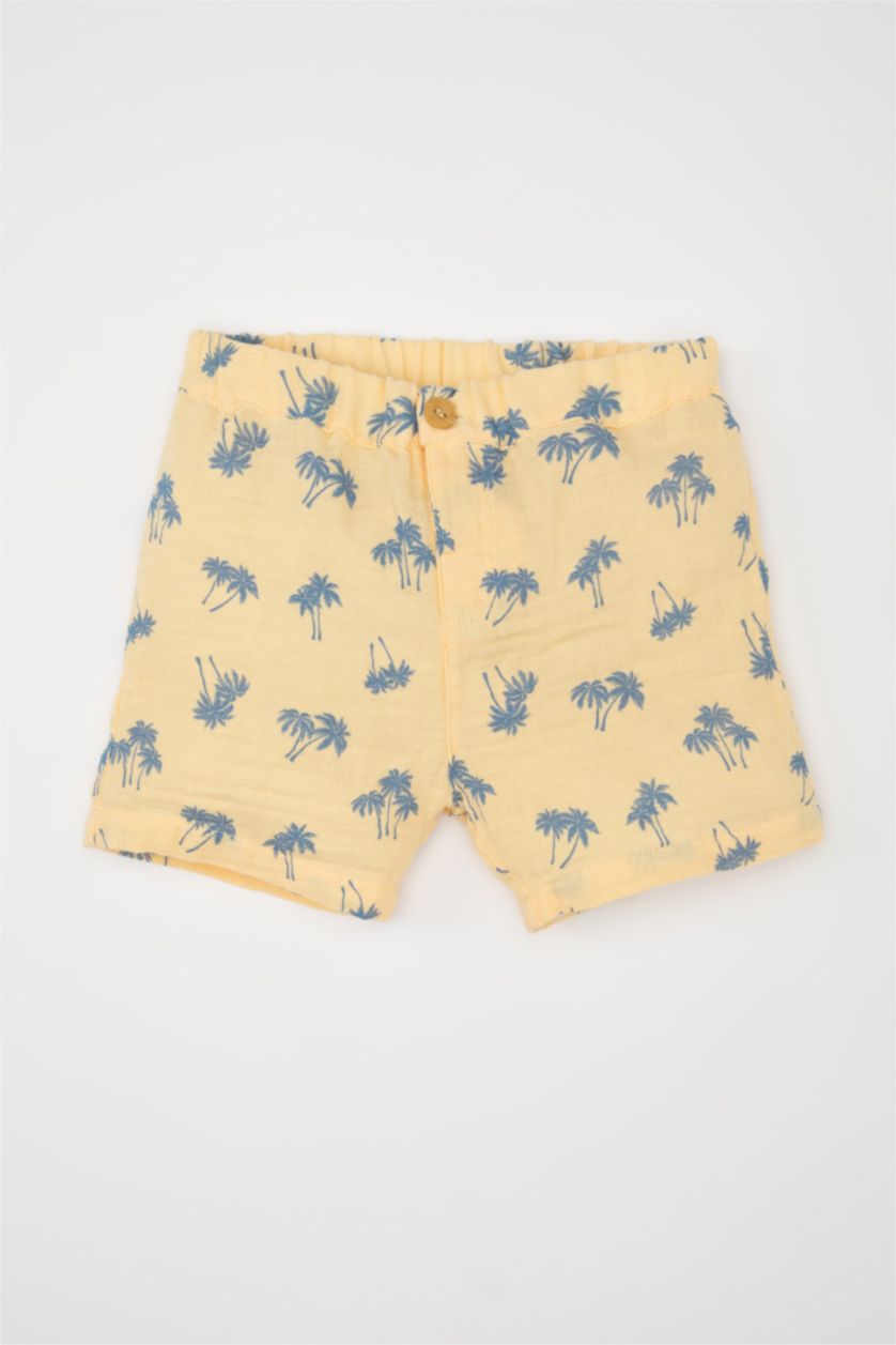 Baby Boy Salmon Baby Boy Palm Tree Patterned Muslin 2 Piece Set