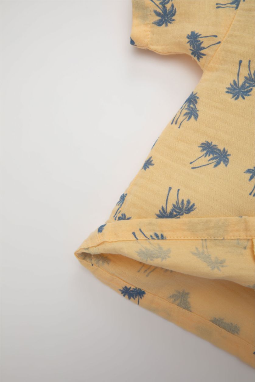 Baby Boy Salmon Baby Boy Palm Tree Patterned Muslin 2 Piece Set