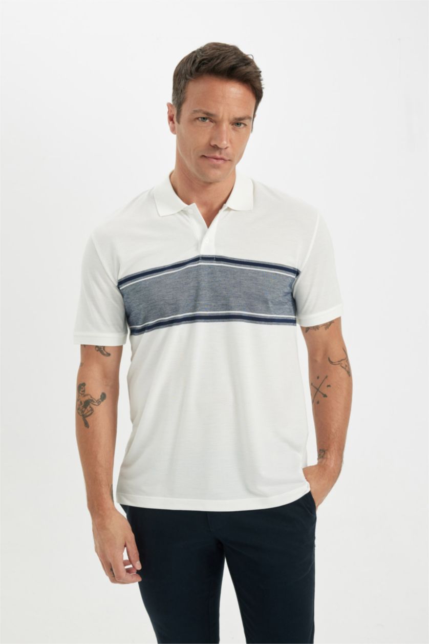Мужчины Белый Футболка поло стандартного кроя