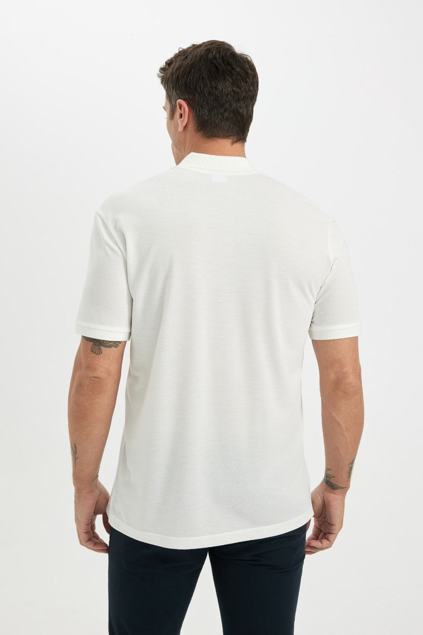 Мужчины Белый Футболка поло стандартного кроя