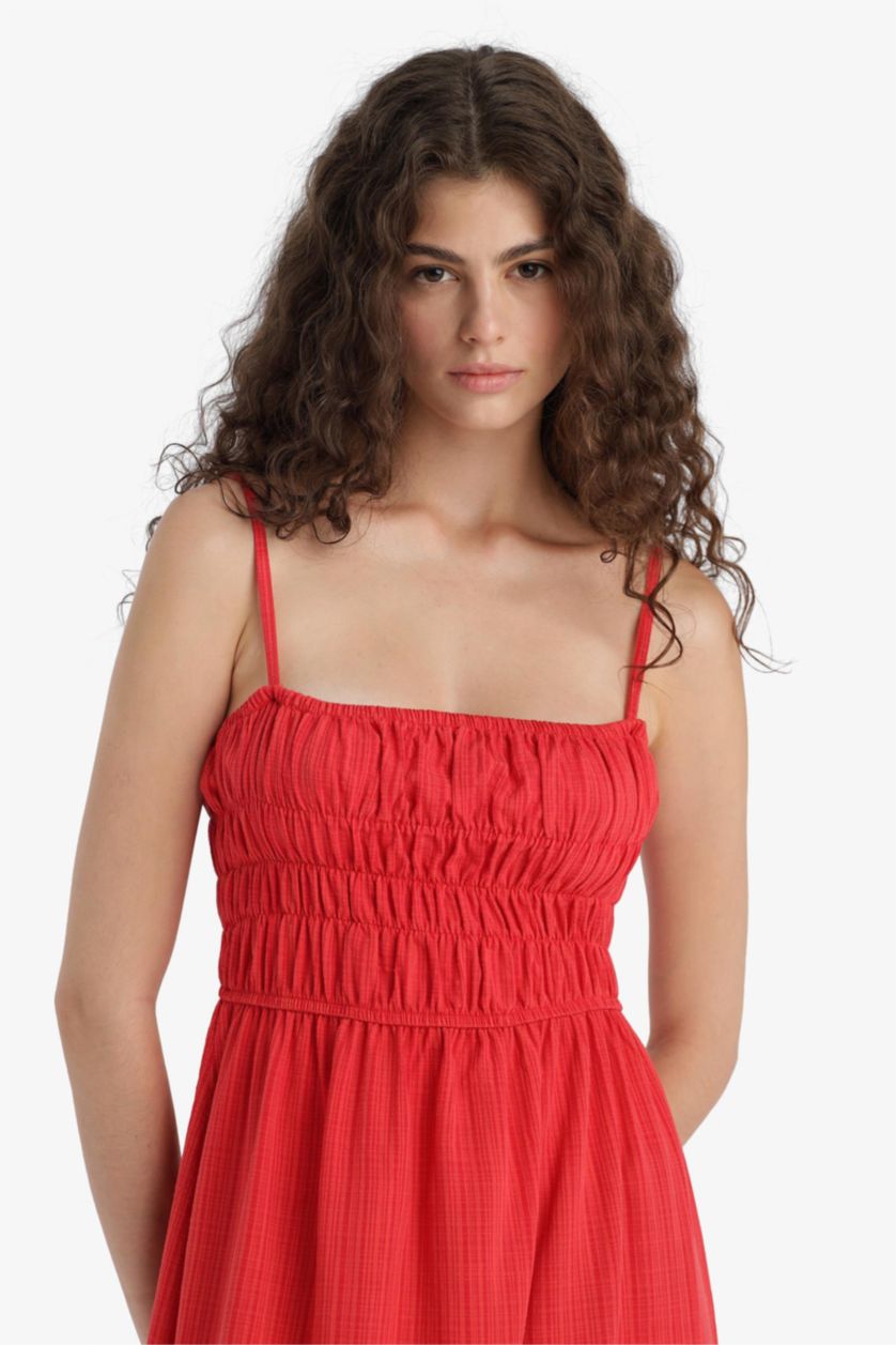 Женщины Красный Красное макси платье на бретелях с льняным видом