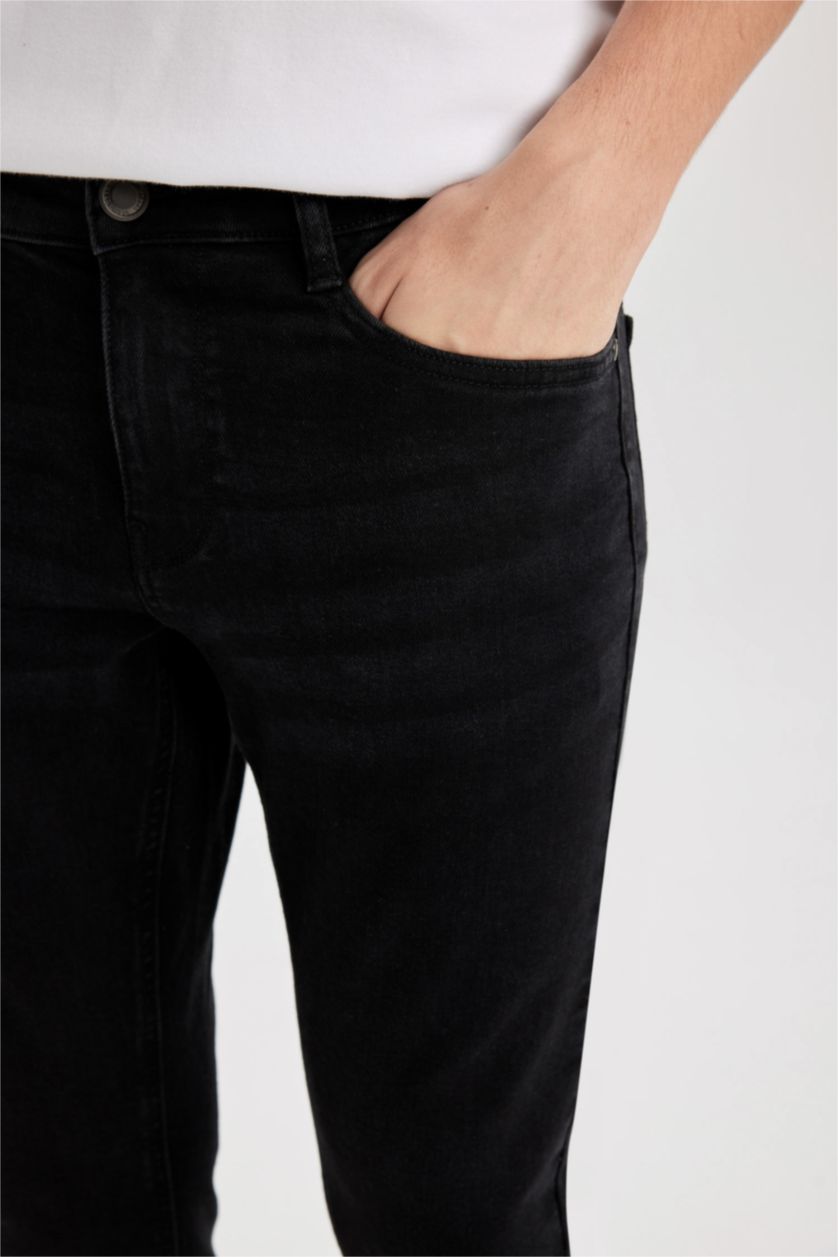 رجال أسود بنطلون جينز كارلو سكيني فيت برجل ضيق وخصر عادي