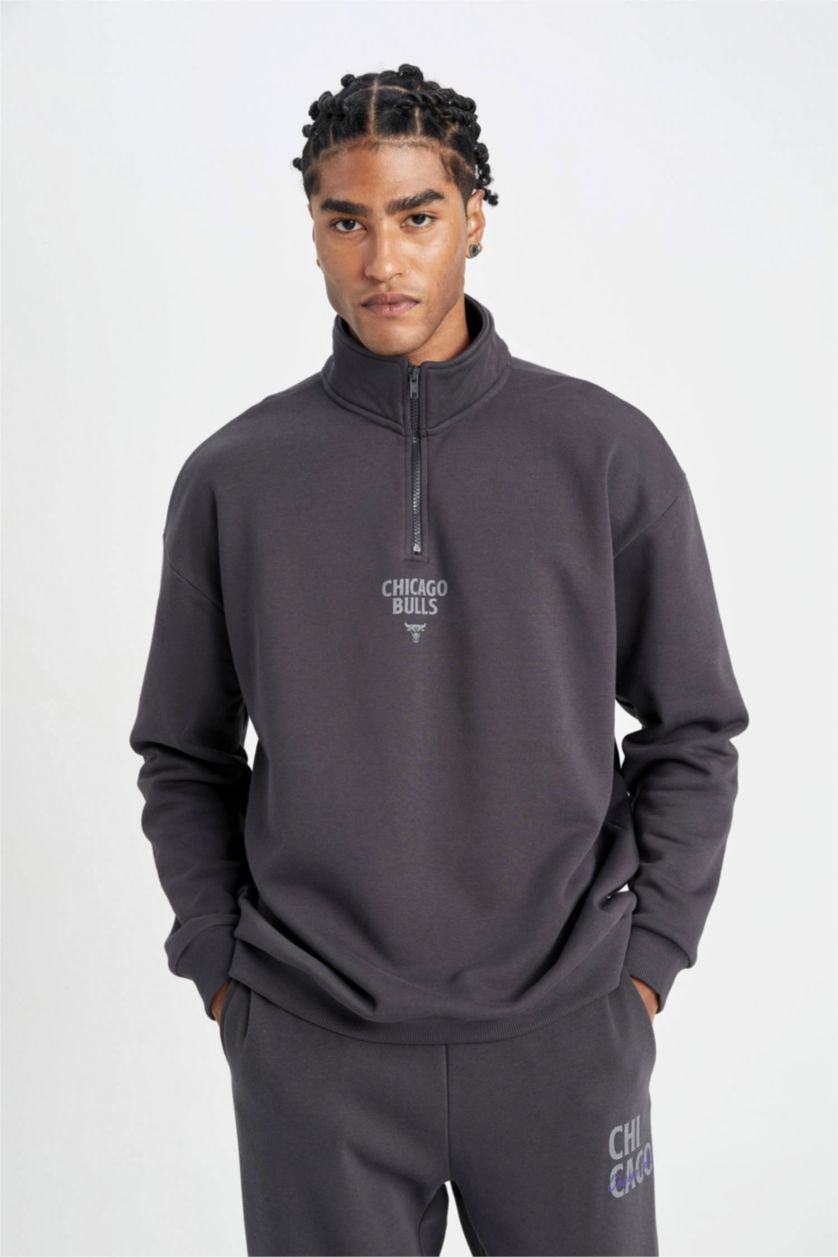 Erkek Antrasit Oversıze Kalın Sweatshirt Kumaşı Sweatshirt
