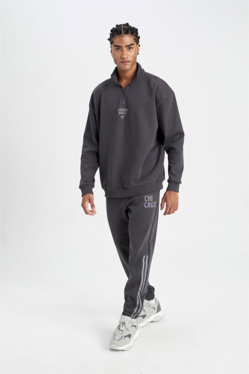 Erkek Antrasit Oversıze Kalın Sweatshirt Kumaşı Sweatshirt