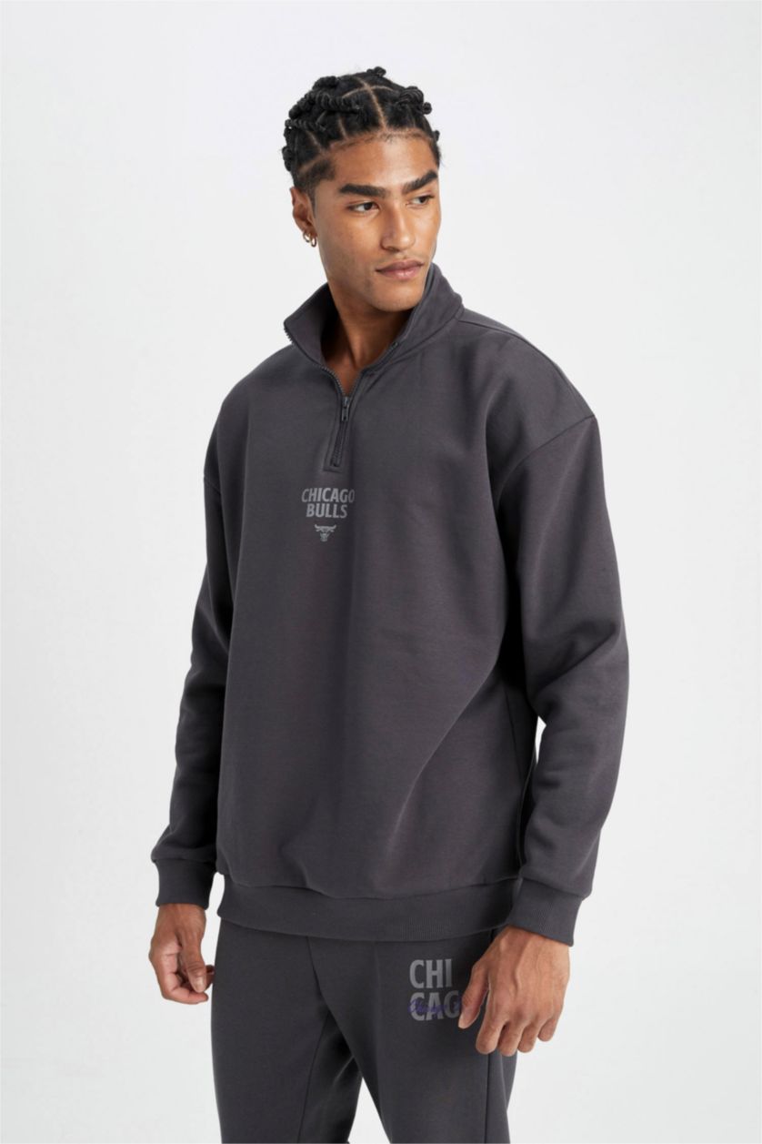 Erkek Antrasit Oversıze Kalın Sweatshirt Kumaşı Sweatshirt