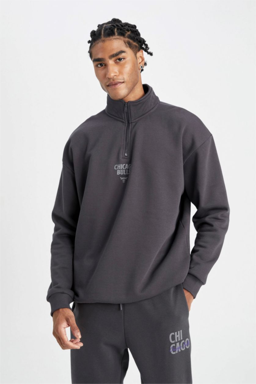Erkek Antrasit Oversıze Kalın Sweatshirt Kumaşı Sweatshirt
