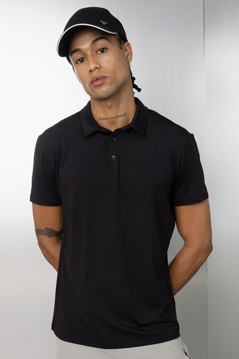 MAN Black DeFactoFit Standard Fit Short Sleeve Polo T-Shirt
