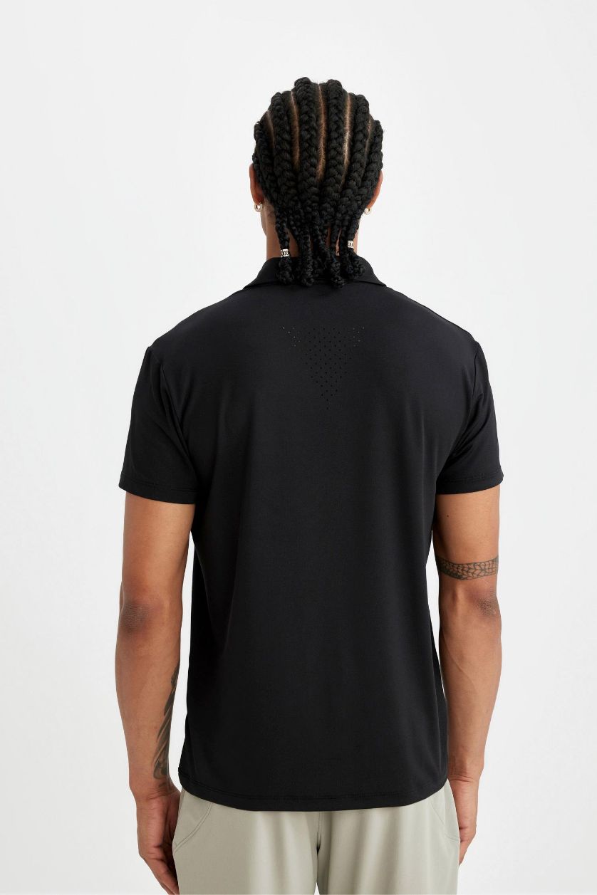 MAN Black DeFactoFit Standard Fit Short Sleeve Polo T-Shirt