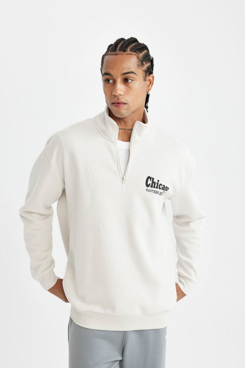 Erkek Taş Oversıze Kalın Sweatshirt Kumaşı Sweatshirt