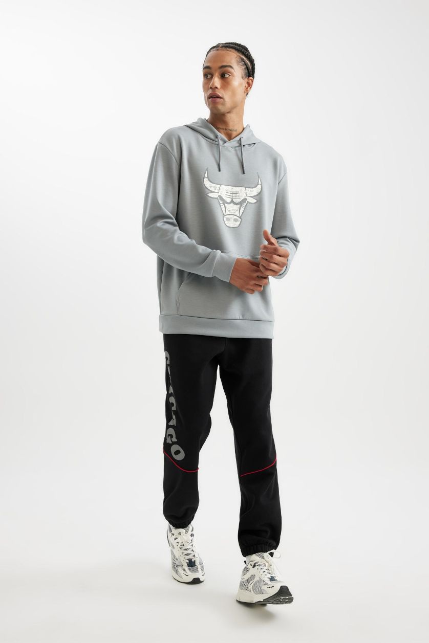 Erkek Siyah NBA Chicago Bulls Jogger Eşofman Altı Standart Fit Cepli Düz Paça