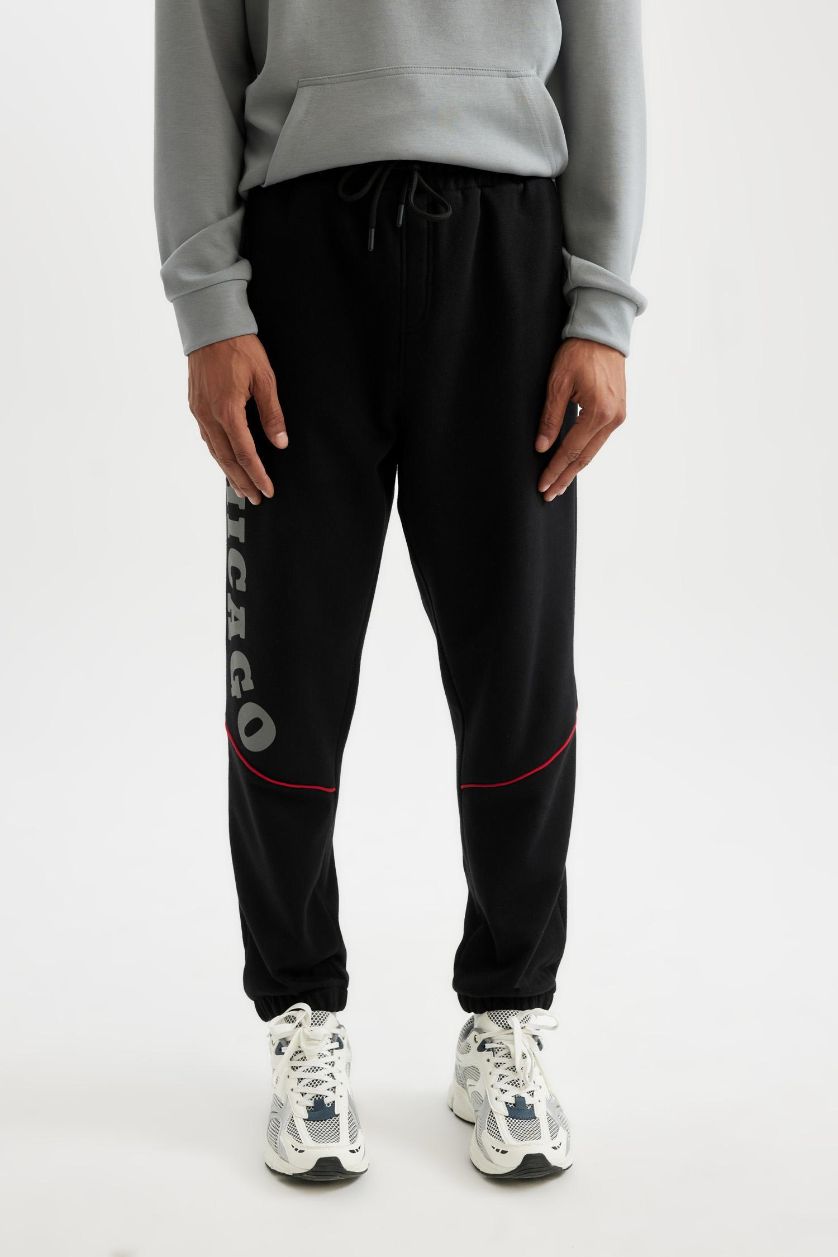 Erkek Siyah NBA Chicago Bulls Jogger Eşofman Altı Standart Fit Cepli Düz Paça