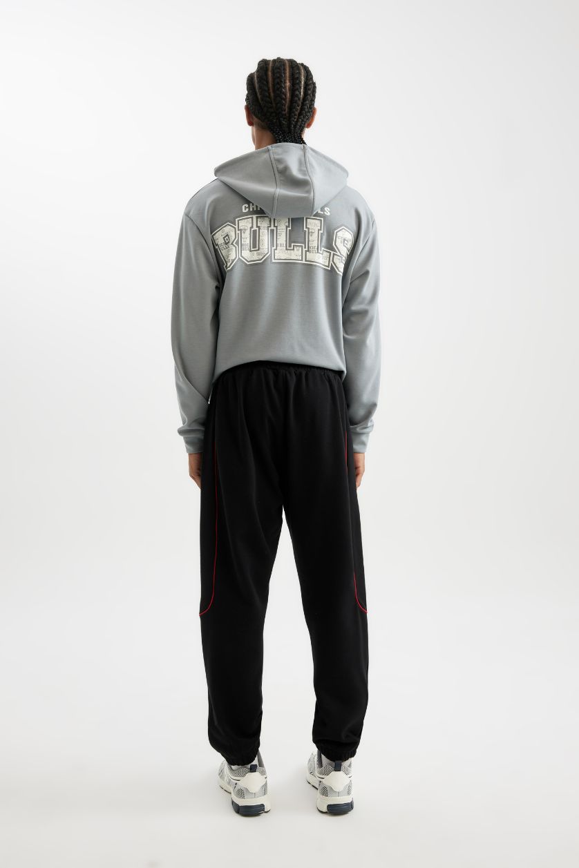 Erkek Siyah NBA Chicago Bulls Jogger Eşofman Altı Standart Fit Cepli Düz Paça