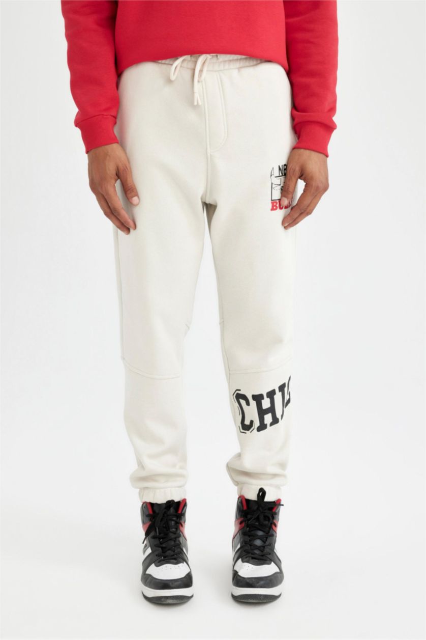 Erkek Taş Standart Fıt Kalın Sweatshirt Kumaşı Jogger